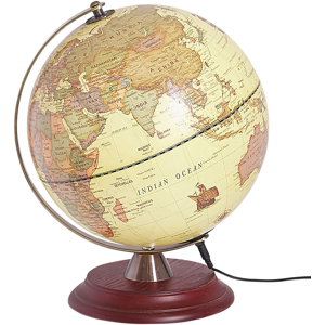 Beliani Globe Yellow Synthetic with LED USB Decorative 25 cm World Sphere Office Study Modern Decor Material:Synthetic Material Size:25x30x25