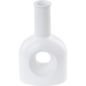 Beliani Decorative Table Vase White Porcelain with Hole Round Shape 22 cm Material:Porcelain Size:9x22x13