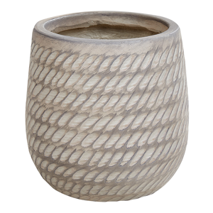 Beliani Plant Pot Beige Taupe Fibre Clay ⌀ 19 cm Round Outdoor Flower Pot Embossed Pattern Material:Fibre Clay Size:19x22x19