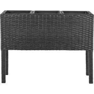 Beliani Raised Planter Box Black PE Rattan Round Indoor Outdoor Garden Bed with 3 Inserts Material:PE Rattan Size:28x58x77