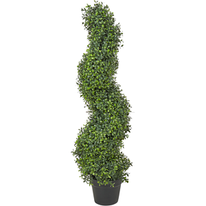 Beliani Artificial Potted Spiral Tree Green Plastic Leaves Material Metal Construction 98 cm Decorative Indoor Outdoor Garden Accessory Material:Synthetic Material Size:30x98x30