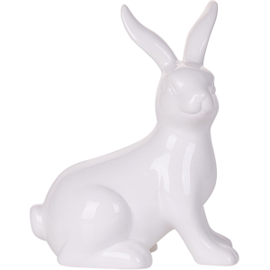 Beliani Decorative Figurine White Ceramic Small 21 cm Bunny Easter Themed Standing Accent Piece Material:Ceramic Size:10x21x17