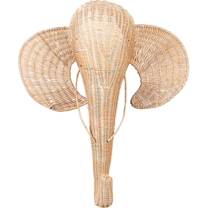 Beliani Wall Decor Light Natural Rattan Elephant Handmade Wall Art Modern Industrial Accessory Material:Rattan Size:13x83x74