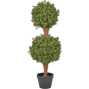 Beliani Artificial Potted Buxus Ball Tree Green Plastic Leaves Material Solid Wood Trunk 92 cm Decorative Indoor Outdoor Garden Accessory Material:Synthetic Material Size:38x92x38