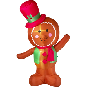 Beliani Outdoor LED Christmas Inflatable Brown Fabric Gingerbread Man Figure Garden Decoration Pre Lit Material:Polyester Size:70x240x170