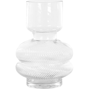 Beliani Flower Vase Transparent Glass 24 cm Decorative Tabletop Home Decoration Modern Design Material:Glass Size:14x24x14