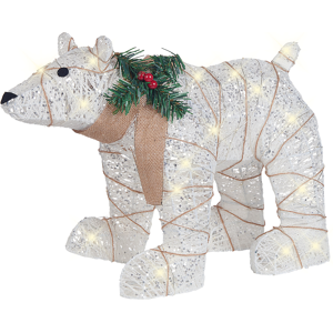 Beliani Outdoor Decoration White Metal Frame Cotton LED Light Christmas Decor Bear Shape Material:Iron Size:19x34x45