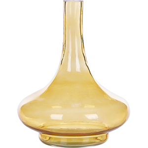 Beliani Vase Yellow Glass Coloured Tinted Transparent Decorative Bottle Glass Home Accessory Material:Glass Size:23x30x23