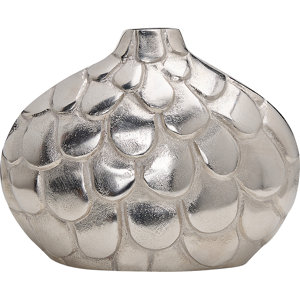 Beliani Flower Vase Silver Aluminium Metal Decorative Round Pot Tabletop Home Decoration Modern Design Material:Aluminium Size:17x26x31