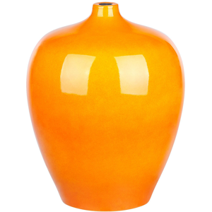 Beliani Decorative Vase 37 cm Terracotta Modern Neon Oragne Living Room Bedroom Material:Terracotta Size:27x37x27