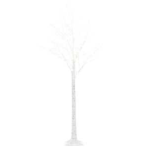 Beliani Outdoor LED Christmas Tree White Metal 160 cm Decoration Seasonal Home Garden Décor with Lights Material:Iron Size:40x160x40