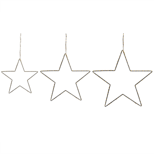 Beliani Set of 3 Decorations Silver Metal Frame LED Fairy Lights Star-Shaped Wall Hanging  Material:Iron Size:1x50/40/30x50/40/30