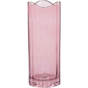 Beliani Flower Vase Pink Glass 30 cm Decorative Tabletop Golden Accent Home Decoration Modern Design Material:Glass Size:11x30x11