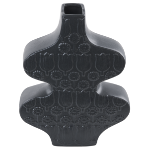 Beliani Decorative Abstract Shaped Vase Black Porcelain 25 cm Irregular Shape Material:Porcelain Size:19x25x19