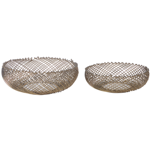 Beliani Decorative Bowl Gold Metal Round Accent Bowl Openwork Design Material:Iron Size:34/40x13/15x34/40