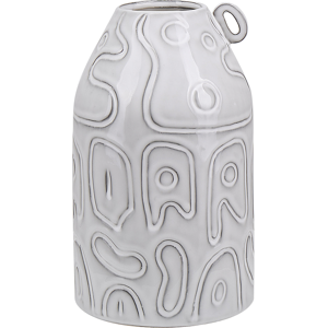 Beliani Vintage Grey Flower Vase Stoneware with Ornamental Decorative Pot Material:Stoneware Size:13x22x13