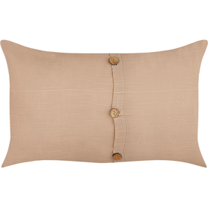 Beliani Set of 2 Decorative Cushions Beige Linen Cotton 30 x 50 cm Decorative Buttons Classic Retro Decor Accessories Material:Linen Size:30x8x50