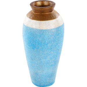 Beliani Decorative Vase Blue Terracotta 42 cm Handmade Painted Retro Vintage-Inspired Design Material:Terracotta Size:24x42x24