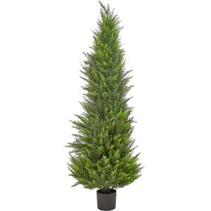 Beliani Artificial Potted Cedar Tree Green Plastic Leaves Material Solid Wood Trunk 153 cm Decorative Indoor Outdoor Garden Accessory Material:Synthetic Material Size:50x153x50