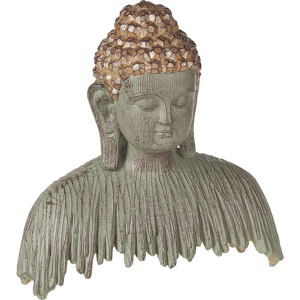 Beliani Decorative Figurine Grey with Gold Polyresin 23 cm Buddha Statue Statuette Ornament Distressed Finish Decor Accessories Material:Polyresin Size:10x23x23