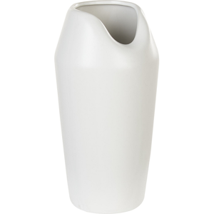 Beliani Decorative Table Vase White Matt Stoneware 33 cm Glam Design Home Accessory Material:Stoneware Size:17x33x17