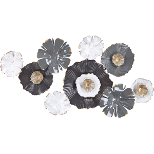 Beliani Wall Decor Grey White and Gold Iron 90 x 49 cm Metal Sculpture Art Flowers Glam Modern Accessory Material:Iron Size:6x49x90