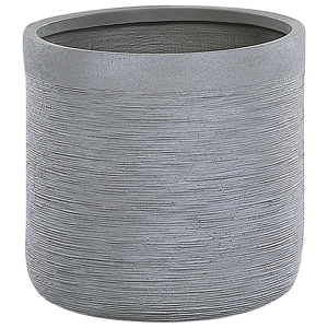 Beliani Plant Pot Grey Fibre Clay Round 42x42x41 cm Weather Resistant Material:Fibre Clay Size:42x41x42