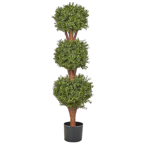 Beliani Artificial Potted Buxus Ball Tree Green Plastic Leaves Material Solid Wood Trunk 120 cm Decorative Indoor Outdoor Garden Accessory Material:Synthetic Material Size:35x120x35