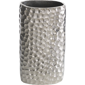 Beliani Flower Vase Silver Aluminium Metal Home Decor Handmade Tall Decorative Indoor Pot Material:Aluminium Size:8x31x16