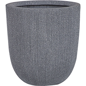 Beliani Plant Pot Grey Polyresin Tall Flower Planter 33 x ø 31 cm Modern Minimalistic Outdoor Indoor Decor Accessories Material:Polyresin Size:31x33x31