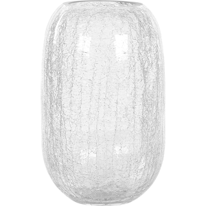 Beliani Flower Vase Transparent Glass 28 cm Decorative Round Shape Cracking Effect Tabletop Home Decoration Modern Design Material:Glass Size:17x28x17