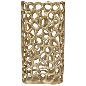 Beliani Decorative Table Vase Gold Metal Narrow Shape Openwork Design Home Accessory Material:Aluminium Size:8x33x17