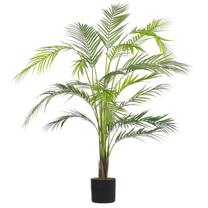 Beliani Artificial Potted Plant Green and Black Synthetic Material 124 cm Fake Areca Palm Decorative Indoor Accessory Material:Synthetic Material Size:12x124x12