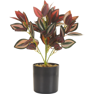 Beliani Artificial Potted Plant Green and Red Synthetic Material Black Pot 35 cm Fake Tradescantia Decorative Indoor Accessory Material:Synthetic Material Size:10x35x10