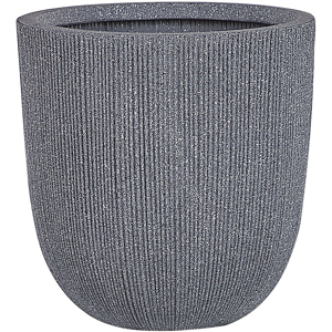 Beliani Plant Pot Grey Polyresin Tall Flower Planter 38 x ø 37 cm Modern Minimalistic Outdoor Indoor Decor Accessories Material:Polyresin Size:37x38x37