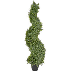 Beliani Artificial Potted Spiral Tree Green Plastic Leaves Material Metal Construction 126 cm Decorative Indoor Outdoor Garden Accessory Material:Synthetic Material Size:32x126x32