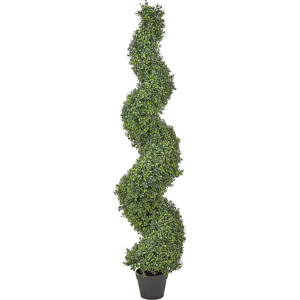 Beliani Artificial Potted Spiral Tree Green Plastic Leaves Material Metal Construction 158 cm Decorative Indoor Outdoor Garden Accessory Material:Synthetic Material Size:30x158x30