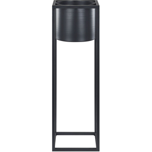 Beliani Plant Stand Black Iron 15 x 15 x 50 cm Indoor Outdoor Metal Flower Pot UV Resistant Modern Industrial Standing Planter Material:Iron Size:15x50x15