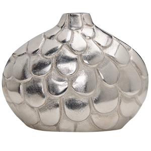 Beliani Flower Vase Silver Aluminium Metal Decorative Round Pot Tabletop Home Decoration Modern Design Material:Aluminium Size:17x26x31