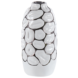 Beliani Flower Vase White Stoneware 34 cm Home Accessory Accent Piece Glamour Style Material:Stoneware Size:15x34x15