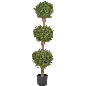 Beliani Artificial Potted Buxus Ball Tree Green Plastic Leaves Material Solid Wood Trunk 154 cm Decorative Indoor Outdoor Garden Accessory Material:Synthetic Material Size:45x154x45