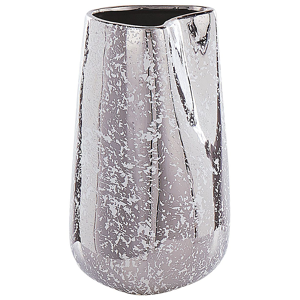 Beliani Decorative Vase Silver Stoneware 27 cm  Home Accessory Tabletop Accent Piece Glamour Style Material:Stoneware Size:14x27x14