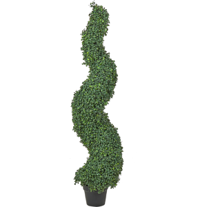 Beliani Artificial Potted Spiral Tree Green Plastic Leaves Material Metal Construction 120 cm Decorative Indoor Outdoor Garden Accessory Material:Synthetic Material Size:20x120x20