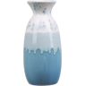 Beliani Flower Vase White and Blue Stoneware 25 cm Waterproof Decorative Home Accessory Tabletop Decor Material:Stoneware Size:12x25x12