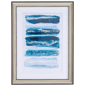 Beliani Framed Wall Art Blue Print Brass Frame 30 x 40 cm Passe-Partout Watercolour Effect Glamour Material:Paper Size:5x40x30