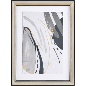 Beliani Framed Wall Art Grey Print Brass Frame 30 x 40 cm Passe-Partout Abstract Simple Minimalist Material:Paper Size:5x40x30