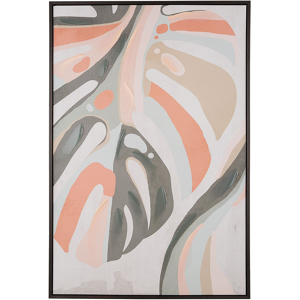 Beliani Canvas Art Print Multicolour 93 x 63 cm Monstera Leaf Polyester and MDF Modern Material:Polyester Size:5x93x63