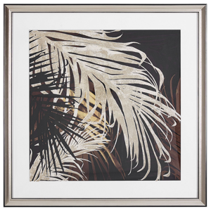 Beliani Framed Wall Art Gold and Brown Print on Paper 60 x 60 cm Botanical Palm Leaf Theme Material:Paper Size:4x60x60
