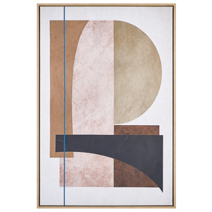 Beliani Canvas Art Print Pink 93 x 63 cm Abstract Shapes Geometric MDF Frame Eclectic Modern Living Room Hallway Material:Polyester Size:5x93x63