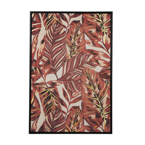 Beliani Framed Wall Art Red Print on Paper 63 x 93 cm Botanical Palm Leaf Theme Material:Polyester Size:5x93x63